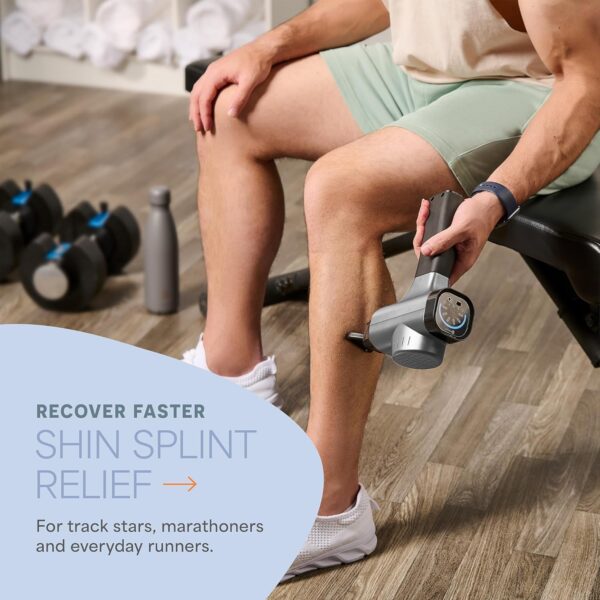 Sonic Handheld Percussion Massage Gun - Deep Tissue Massager for Sore Muscle and Stiffness - Quiet, 5 Speed High-Intensity Vibration - Quick Rechargeable Device - Includes 8 Massage Heads (Silver) - Image 4