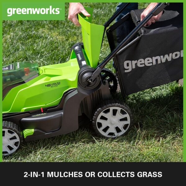 Greenworks G24X2LM41K2X Cordless Lawnmower for Lawns up to 220m², 41cm Cutting Width, 50L Bag PLUS Two 2 x 24V (48V equivalent) 2Ah Batteries and Twin Charger - Image 5