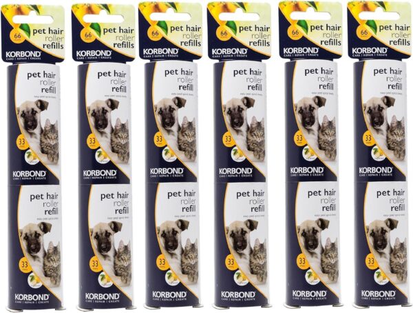 KORBOND Pet Lint Roller Refills - 396 Sheets, Lemon Scented | Lint Rollers, Lint Remover, Pet Hair Remover, Dog Hair Remover, Cat Hair Remover, Lint Roller Refills, Pet Hair Remover Roller - Image 2