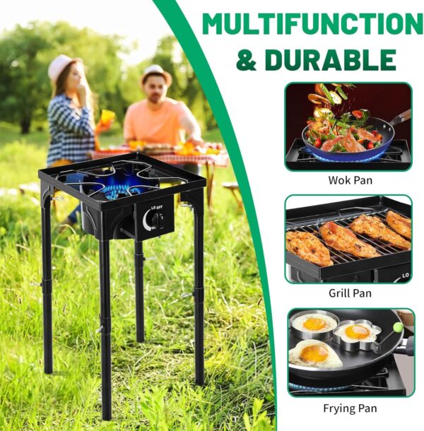 FSUON Outdoor Camping Stove, 130000 BTU, Propane Gas Cooker with Detachable Legs, High Pressure Single Burner, 30 PSI Regulator - Image 7