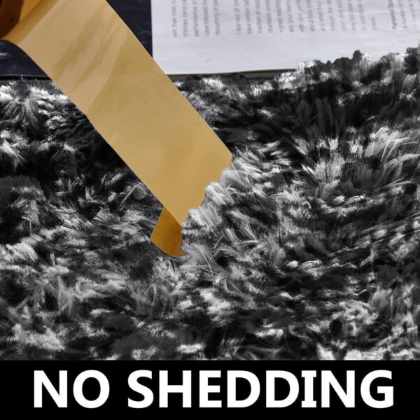 Aspire Homeware Rugs Living Room - Dark Grey Area Rugs for Bedroom Anti Slip - Modern Super Soft Thick Pile Fluffy Shaggy Rug Non Shedding (Tye-Dye Grey, 60x110 cm) - Image 6