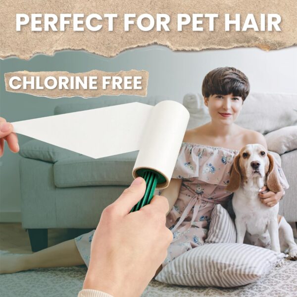 Eco - Lint Rollers 95% Recycled 16 Rolls + 2 Handles + Cover. Post-Consume Plastic Lint Remover for cat and Dog Hair, Extra Sticky pet Hair Remover - Image 5