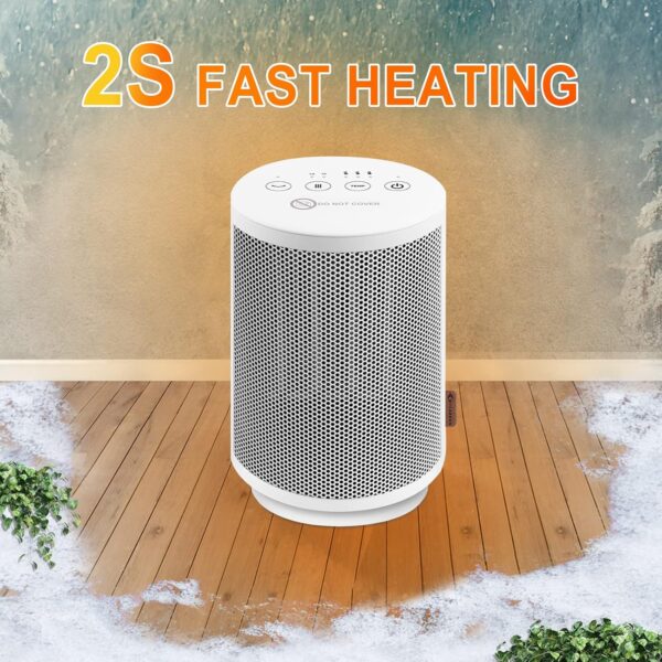 MYCARBON Electric Heater, Ceramic Space Heater with Remote Control, Overheating & Tip-Over Protection, 8H Timer, 60° Oscillation, Safety Portable Heaters with Thermostat for Home Office Use - Image 3