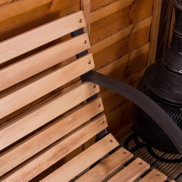 Slatted Garden Bench Wooden Seater Outdoor Furniture Seating Wood Slats Steel Legs Park Patio Seat - Image 4