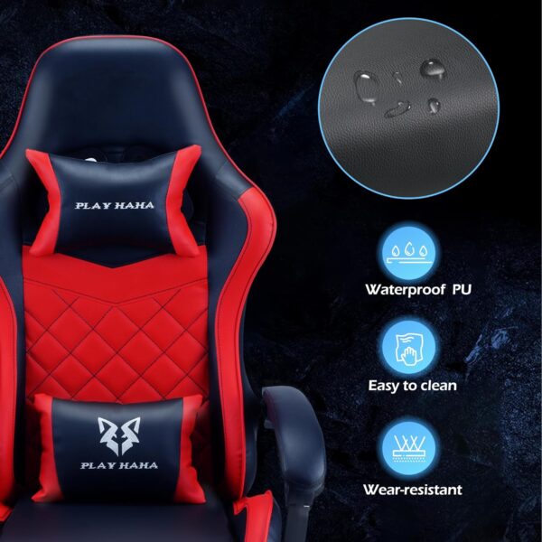 Gaming chair Office chair Swivel chair Computer chair Work chair Desk chair Ergonomic Chair Racing chair Leather chair Video game chairs (Red,lumbar pad) - Image 12