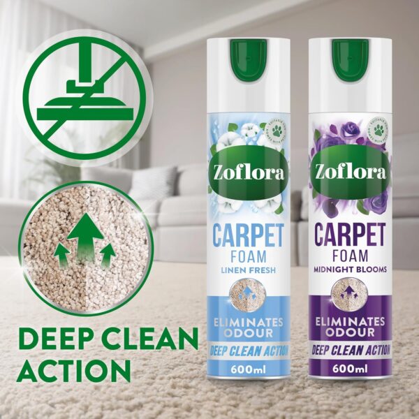 Zoflora Linen Fresh Carpet Freshener & Care Foam, Carpet Cleaner,Stain Remover Foam for Carpets and Upholstery, Neutralises Odours, Deep Cleans, Pet Safe, 1x 600 ml - Image 4