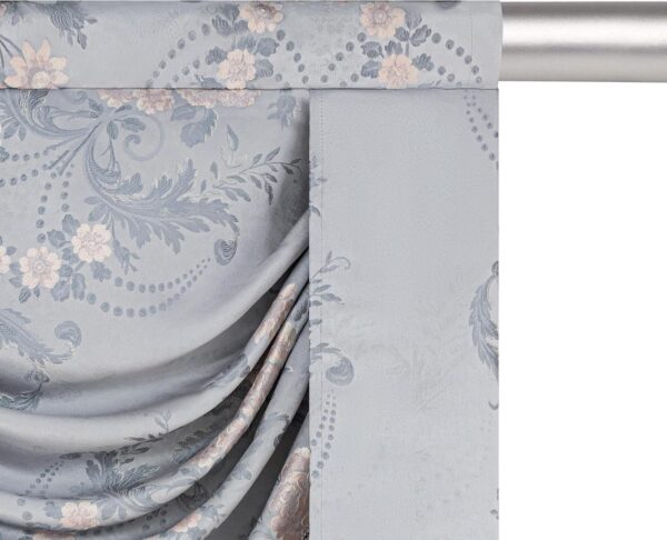 Loom and Mill Luxury Jacquard Waterfall Valance for Living Room Bedroom, Elegant European Floral Swag Window Valances with Tassels, Blue Grey Swag Curtains for Banquet Holiday Decor(W39Inch,1 Panel) - Image 6