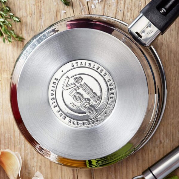 Judge Vista Stainless Steel Set of Pans, 3-Piece Set, 14cm,16cm &18cm Saucepans, Classic Curved Shape, Vented Glass Lids, Induction Ready, Oven Safe, 25 Year Guarantee - Image 6
