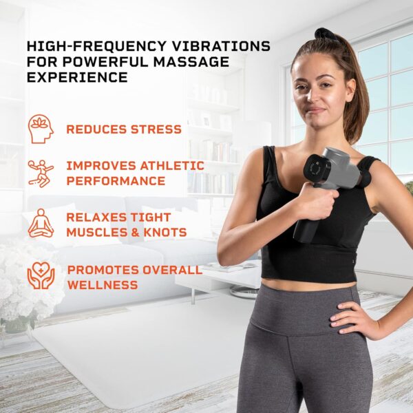 Sonic Handheld Percussion Massage Gun - Deep Tissue Massager for Sore Muscle and Stiffness - Quiet, 5 Speed High-Intensity Vibration - Quick Rechargeable Device - Includes 8 Massage Heads (Silver) - Image 9