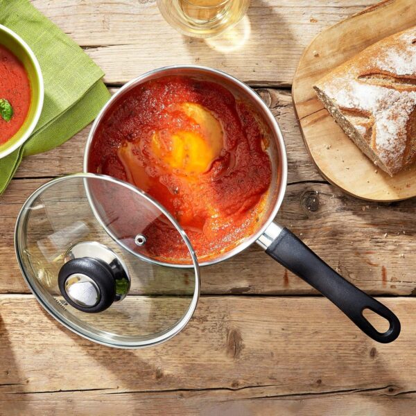Judge Vista Stainless Steel Set of Pans, 3-Piece Set, 14cm,16cm &18cm Saucepans, Classic Curved Shape, Vented Glass Lids, Induction Ready, Oven Safe, 25 Year Guarantee - Image 3