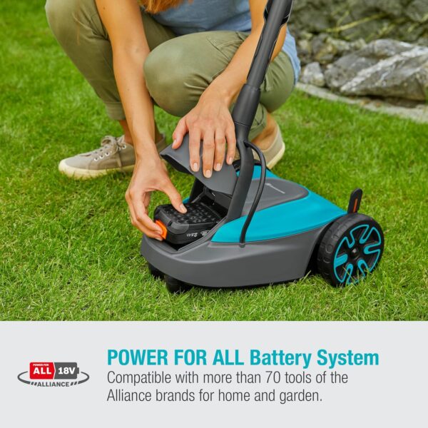 Gardena Battery Lawnmower HandyMower 22/18 V P4A Without Battery: Manual Lawnmower, for lawns up to 50 m², Adjustable Cutting Height, Mulching Function (14620-55) - Image 4