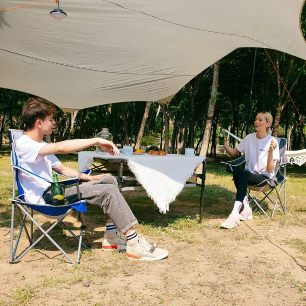 KingCamp Camping Lightweight Folding Portable Quad Chair with Mesh Cup Holder for Outdoor Hiking Fishing Picnic with Carry Bag, Black/Grey, 19.6 x 33 x 37.7 inches - Image 3