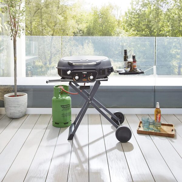 Tower T978522 Tourer Two Burner Gas BBQ, Portable Design, Porcelain Enamel Coated Steel Wire Grill, Grey - Image 11