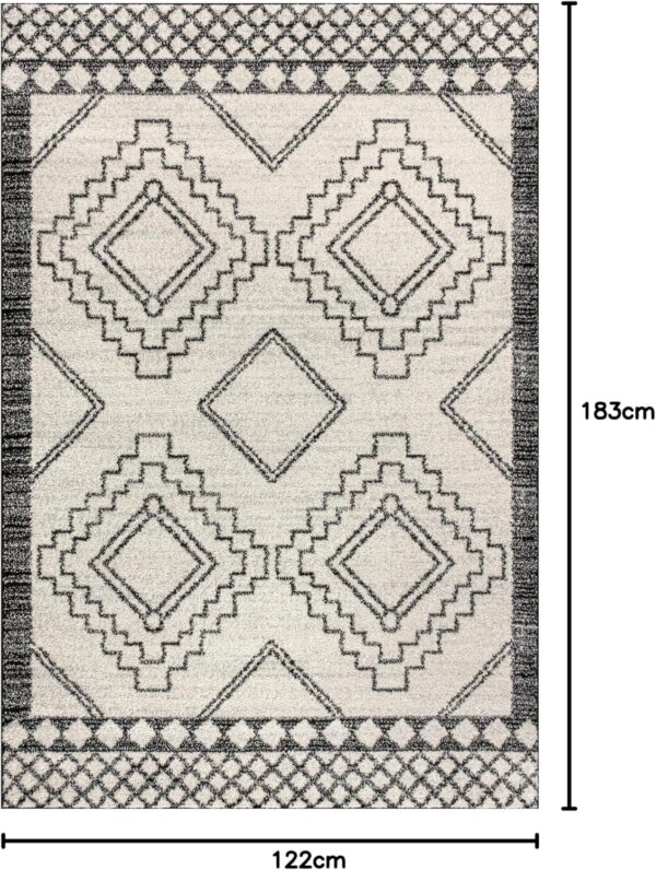 JONATHAN Y MOH200A-4 Amir Moroccan Beni Souk Indoor Area Rug, Bohemian, Sc&inavian, Transitional Easy Cleaning, Bedroom, Kitchen, Living Room, Non Shedding, Cream/Black, 120 cm X 180 cm - Image 9