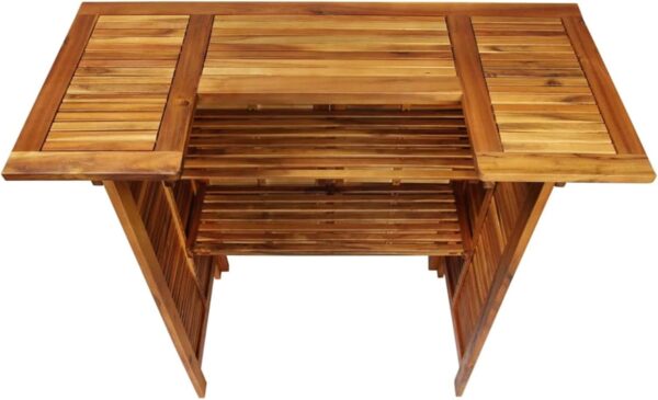 5 Piece Outdoor Bar Set with Dining Table and Chairs Solid Wood Acacia Patio Furniture Set with Bar Stools and Square Seats - Image 7