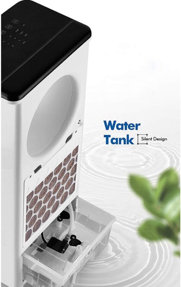 Portable Air Conditioner Fan Evaporative Cooler Portable Air Conditioner Fan 3 Speed With Remote Control Conditioner Humidifier Misting Fan For Home Office Bedroom(White+ Blue) - Image 4