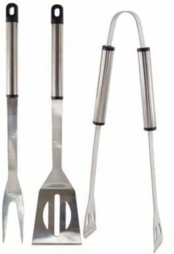 MYJ 3 PCS Stainless Steel BBQ Tools Set Superior Solid with Long Handles Featuring Fork Tongs Turner for Barbecue & Grilling BBQ Lovers Family and Friends-Best Barbecue Set for Outdoor Barbecue - Image 2