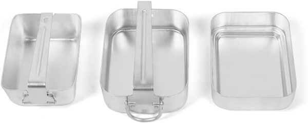 Lixada Outdoor Mess Tin Kit Mess Tin with Handle Aluminum Mess Kit Camping Cookware Set Lunch Box Food Container with Lid - Image 9