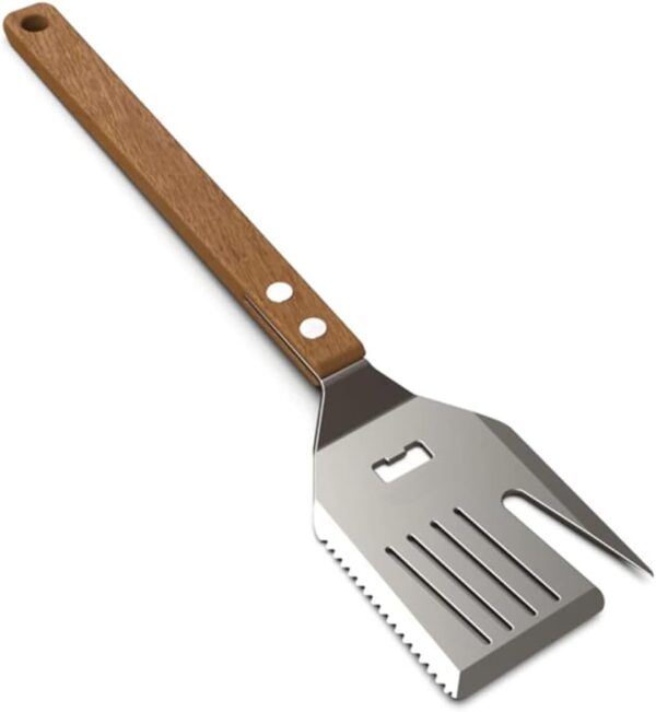 For BBQ 7 in 1 Spatula for Outdoor Grill, Multifunction BBQ Tool Have a Barbecue Utensils Set Function, More Fun, More Efficient.Stainless Steel BBQ Accessories, Wooden Handle, Best BBQ (1) - Image 2