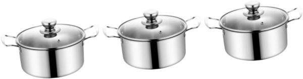 Gatuida 3pcs Induction Cooking Soup Pot Stainless Steel Pot Double Handles Kitchen Cooking - Image 2