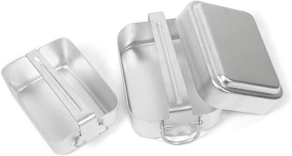Lixada Outdoor Mess Tin Kit Mess Tin with Handle Aluminum Mess Kit Camping Cookware Set Lunch Box Food Container with Lid - Image 4