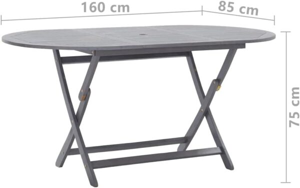WKIEQACO Outdoor Outdoor Furniture Sets,9 Piece Garden Dining Set Solid Acacia Wood Grey - Image 11