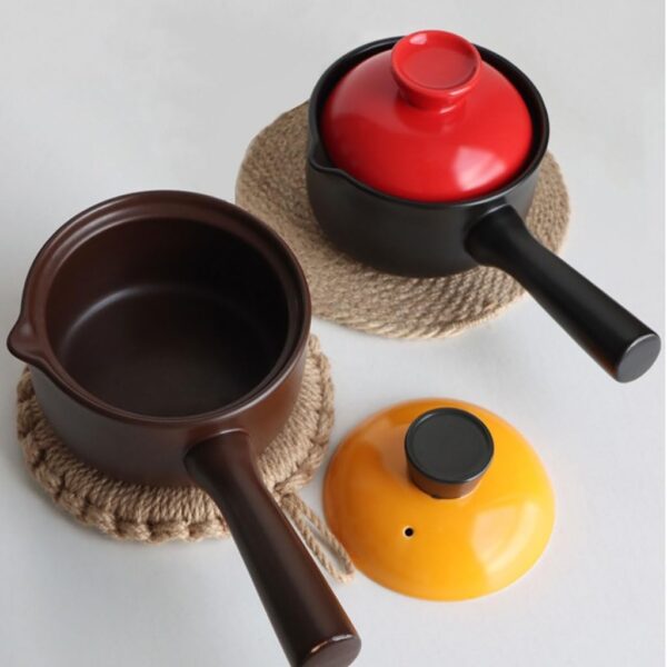 Stockpot Modern Ceramic Small Casserole Kitchen Handle Soup Pot with Lid Instant Noodle Pot Dormitory Multifunctional Small Pot Soup Pot - Image 8
