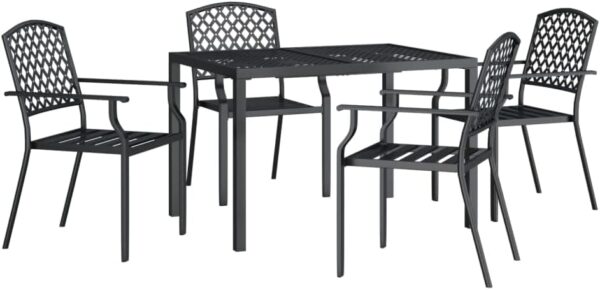 WKIEQACO Outdoor Outdoor Furniture Sets,5 Piece Garden Dining Set Anthracite Steel - Image 4