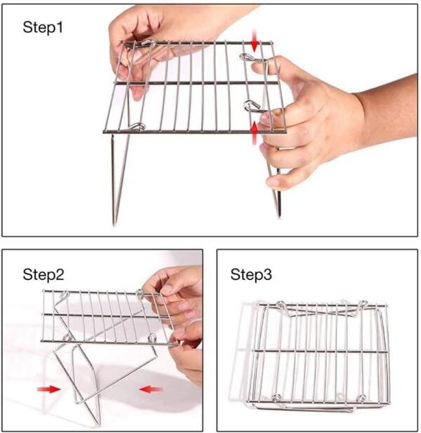 Haptufer Folding Campfire Grill Camping Grill Suitable for Travel and Survival Expanded Size: 18x16x12cm - Image 4