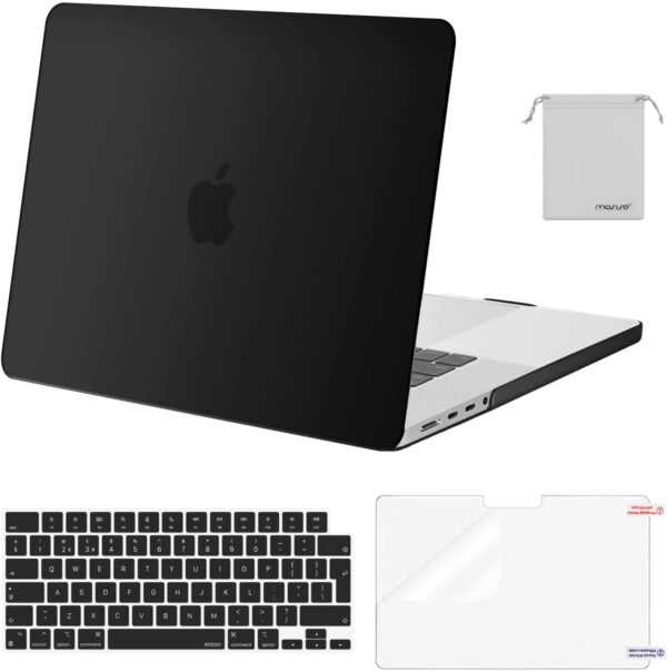 MOSISO Compatible with MacBook Pro 16 inch Case 2025 2024 2023 2022 2021 M4 M3 M2 M1 A3403 A3186 A2991 A2780 A2485 Pro Max, Plastic Hard Shell Cover&KeyboardSkin&Screen Protector&Pouch, Black - Image 2