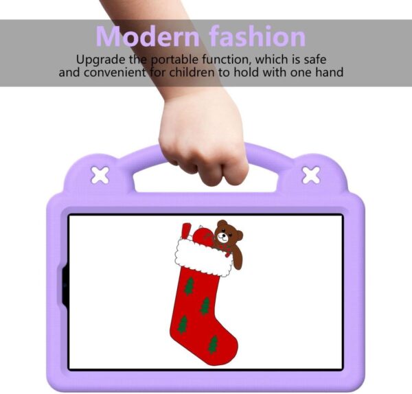 Chstls Kids Case for Samsung Galaxy Tab A9 8,7 Inch (2023) SM-X110 SM-X115 SM-X117, EVA Silicone Shockproof Handle Kids Friendly Cover with Foldable Stand and Detachable Cartoon Doll - Light Purple - Image 4
