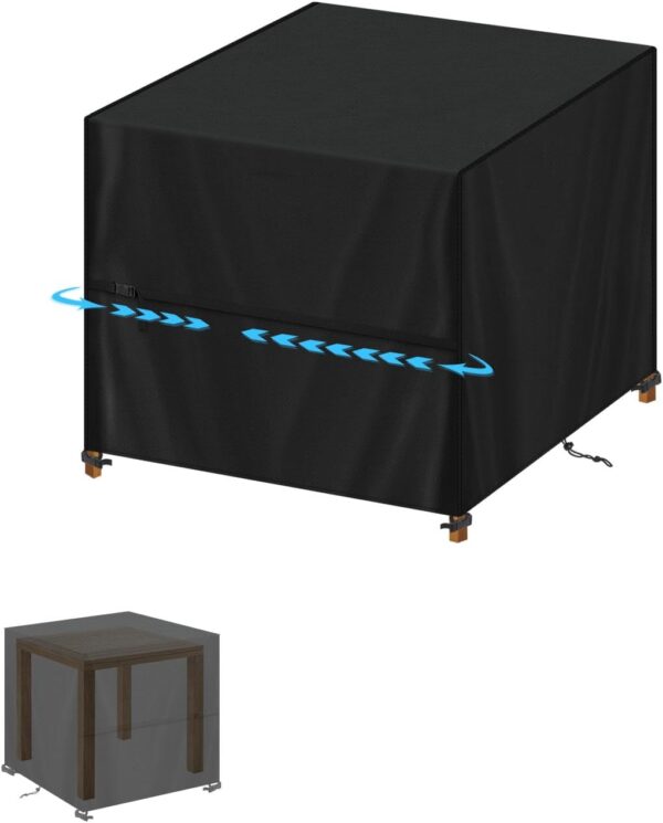 SIMPHAUS Garden Furniture Covers Waterproof for Fire Pit Table Set Outdoor Pizza Table Cover Fire Pit Covers Waterproof Square 80x80x80cm Garden Coffee Table Cover Windproof Anti UV 420D Oxford Fabric - Image 2