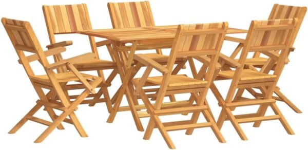 CFODOJ Outdoor Outdoor Furniture Sets-home-7 Piece Garden Dining Set Solid Wood Teak - Image 3