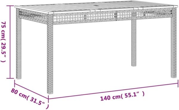 WKIEQACO Outdoor Outdoor Furniture Sets,4 Piece Garden Dining Set with Cushions Black Poly Rattan - Image 10