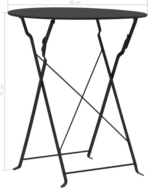 Homgoday 3-Piece Bistro Set Garden Furniture Set Chairs and Table Balcony Set Dining Set Garden Set for Garden Patio Yard Balcony Steel Black - Image 10