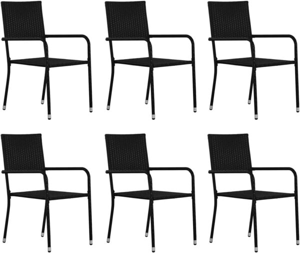 CFODOJ Outdoor Outdoor Furniture Sets-home-7 Piece Garden Dining Set Black - Image 5