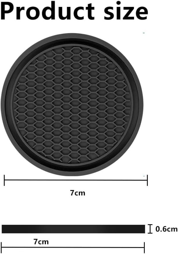 4 Pack Car Coasters, Universal Auto Cup Holder Insert Coaster, Non-Slip Vehicle Mats for Women Men, Vehicle Interior Accessories Universal for Most Cars Trucks (Black) - Image 3