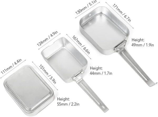 Lixada Outdoor Mess Tin Kit Mess Tin with Handle Aluminum Mess Kit Camping Cookware Set Lunch Box Food Container with Lid - Image 7
