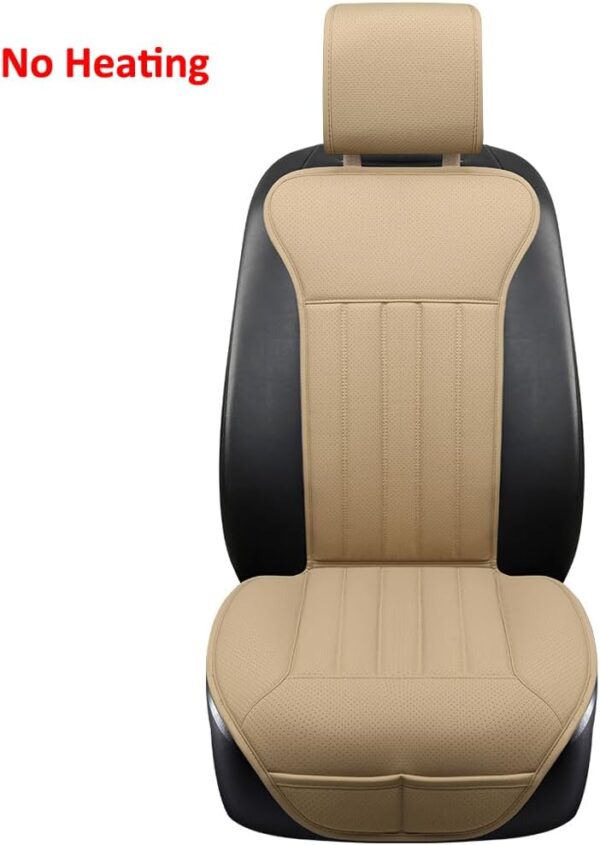 Black Panther Front Car Seat Cover,Four Season Universal Anti-Slip PU Leather Seat Cover with Backrest(1PC-Beige) - Image 3