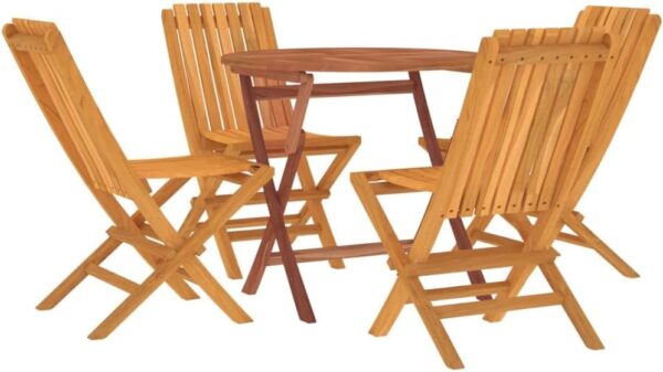 Homgoday 5 Piece Solid Teak Wood Garden Dining Set Outdoor Garden Table Chairs, Table with Outdoor Chairs, Outdoor Tables and Chairs - Image 4