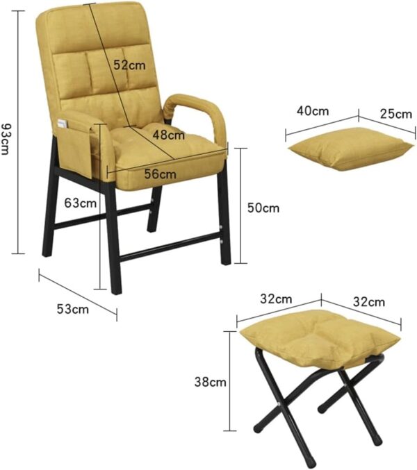 GAONUDAN Chairs Living Room Recliner Sofa Chair Sleeper Fabric Mid-century Modern Accent Chair with Arms Side Storage Pockets Steel Frame Computer Chair Leisure Armchair for Indoor (Color : Green) - Image 3