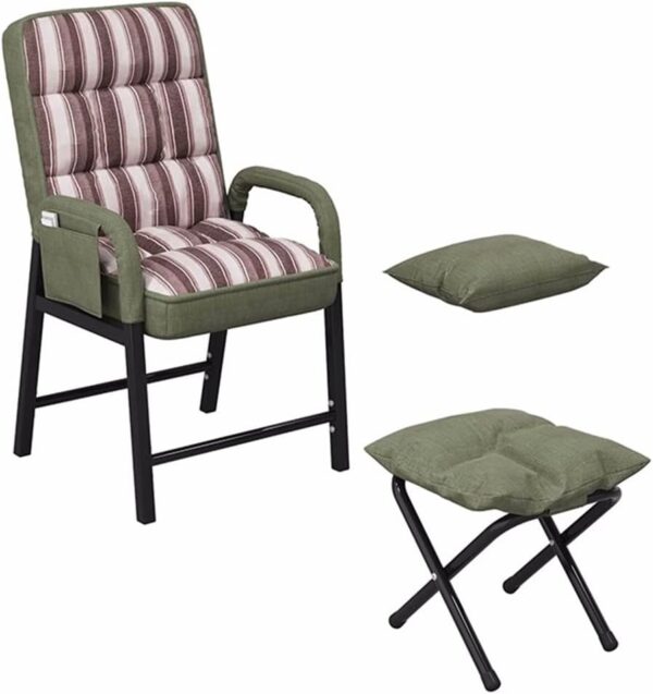 GAONUDAN Chairs Living Room Recliner Sofa Chair Sleeper Fabric Mid-century Modern Accent Chair with Arms Side Storage Pockets Steel Frame Computer Chair Leisure Armchair for Indoor (Color : Green) - Image 2