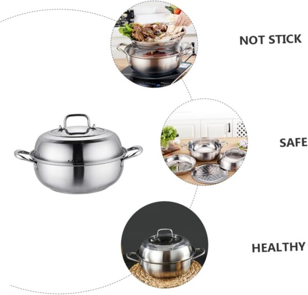 ELAYARD Cookware Set Multi Function Pot Steam Pot Gas Stove Compatible Stainless Steel - Image 8