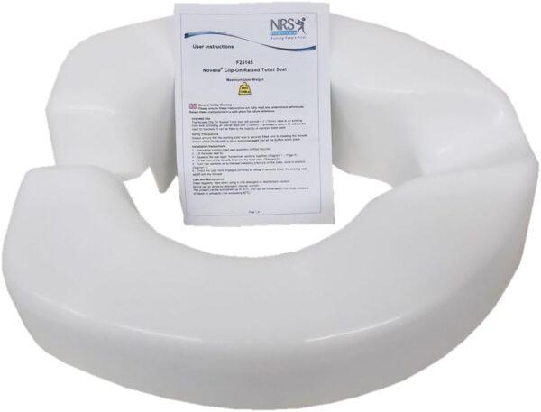 NRS Healthcare Novelle Portable Clip-On Raised Toilet Seat, Height Raiser, Maximum User Weight 190kg(30st), Not For All Toilets, Please Check Dimensions- White - Image 4