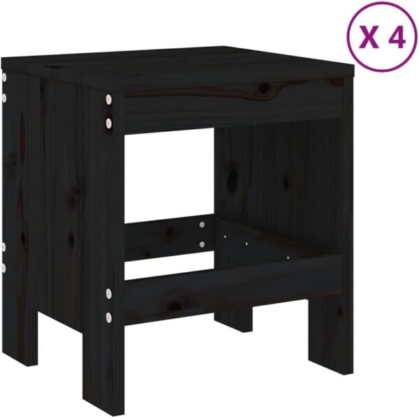 AJJHUUKI Home-Outdoor Home-Outdoor Furniture Sets,5 Piece Garden Dining Set Black Solid Wood Pine - Image 4