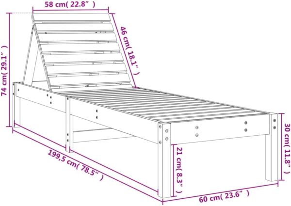 Home outdoor OthersSun Loungers 2 pcs 199.5x60x74 cm Solid Wood Pine - Image 11