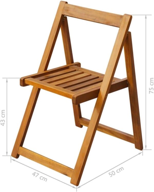 Tidyard 5 Piece Outdoor Folding Dining Set Chairs Stand and Table for Garden Patio Campsite Solid Acacia Wood - Image 9