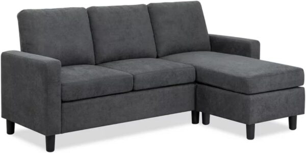 NATWEE Linen Fabric Convertible L-Shaped Sectional Sofa(Dark Gray) It's so kind of you - Image 2