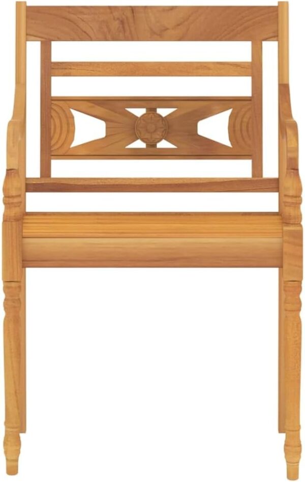 vidaXL 9-Piece Outdoor Garden Dining Set - Solid Teak Wood Table and 8 Batavia Chairs Set for Patio, Deck, Rustic Design with Fine Sanded Finish - Image 6