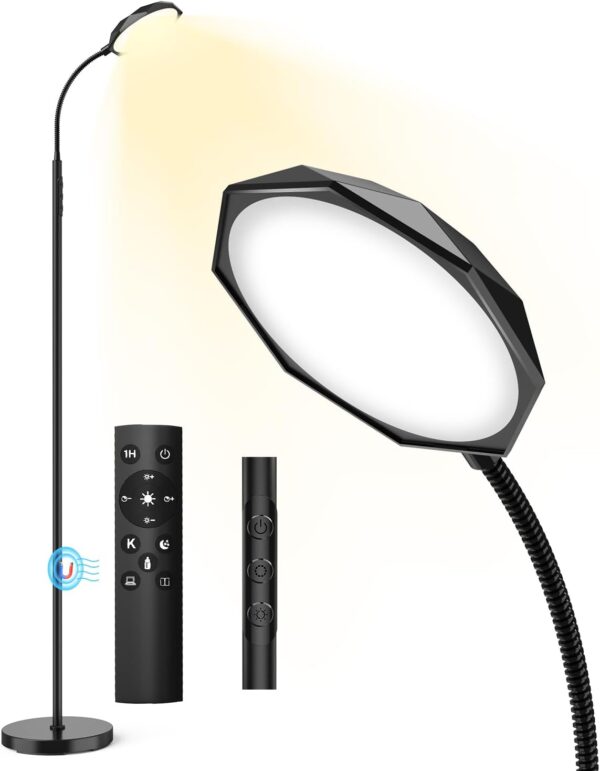 Bototek Modern Floor Lamp for Bedrooms & Living Room - Standing Tall Lamp with Lampshade - Image 2